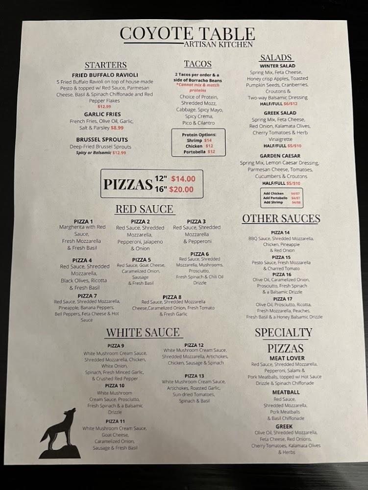 Coyote Table Artisan Kitchen & Bar Menu image 3